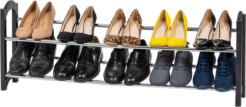 IRIS USA 2-Tier Shoe Rack, Up to 10 Pairs, 24" - 45"