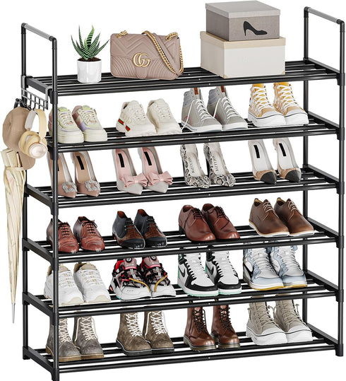 Saincustom 6 Tier Shoe Rack, Shoe Rack for Closet, Shoe Organizer for Entryway,