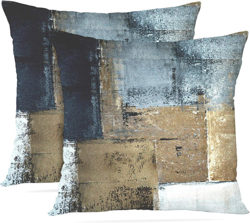Britimes Throw Pillow Covers - Modern Home Art Decor, 18 x 18 Inches Set of 2 Abstract Oil Painting Pillowcases