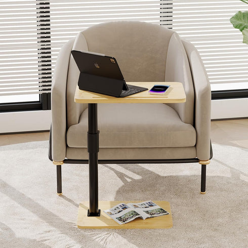 2Pcs 360 (2PCS, Sofa Armrest Tray Table - Bamboo Swivel TV Trays - Height Adjustable Side Table for Bed or Chair