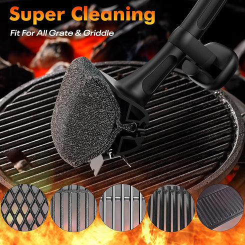 Sommilk BBQ Grill Brush Bristle Free - Grill Cleaner Brush with Replaceable Heads for Cast Iron/Stainless Steel