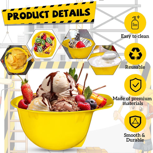 36 Sets Set Frozen Uiifan Construction Hat Ice Cream Bowls Spoon Plastic Yogurt Cups with Spoons Engineering Helmet Ice