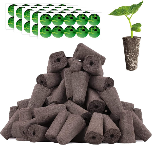 Haligo 100pcs Square Pods for Hydroponics Growing System, 50pcs Square Grow Sponges