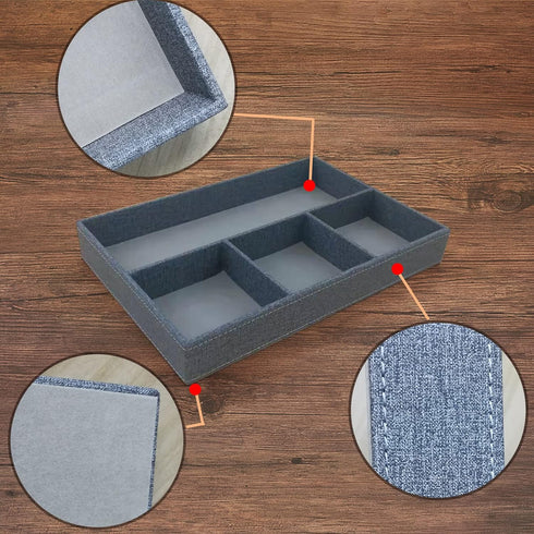 SYRWDXTX 4 Desktop Storage Organizer, Bedside Table or Storage rack Leather Tray, Valet Tray, Dresser Organizer