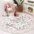 Rugalia Pink Floral Round Rugs 4ft, Washable Boho Circle Rug for Girls