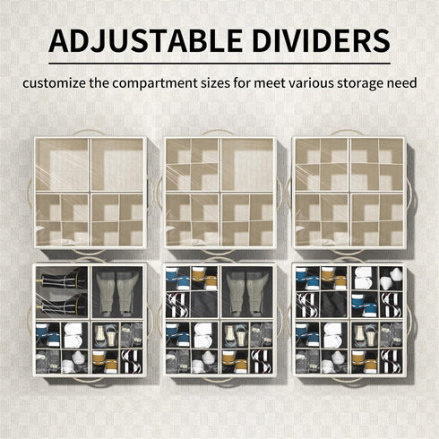 Closet,Foldable 16 Aokeyee Shoe Organizer for Shoe Storage Organizer Box Bin with Adjustable Dividers and Clear Cover