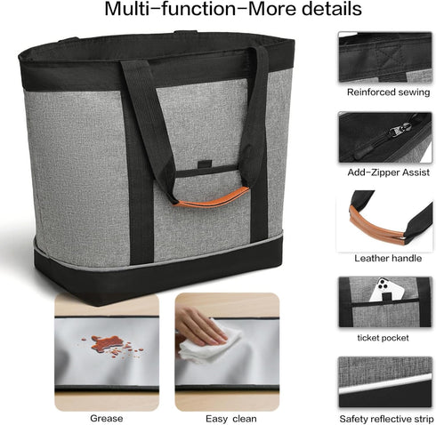 TIIOCTI Insulated Cooler Bag Reusable Grocery Tote Bags Transport Large Lunch Box for Women