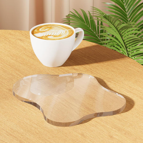 Jivlccy Acrylic Desk Coaster Decorative Plates, Clear Cloud Shape bar Drink Coasters, Coffee