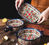 Vintage Style Red Daisy Flower Ceramic Bakeware Casserole Dish, 32 OZ, 1 PCS, Baking Pan with Handles for Oven