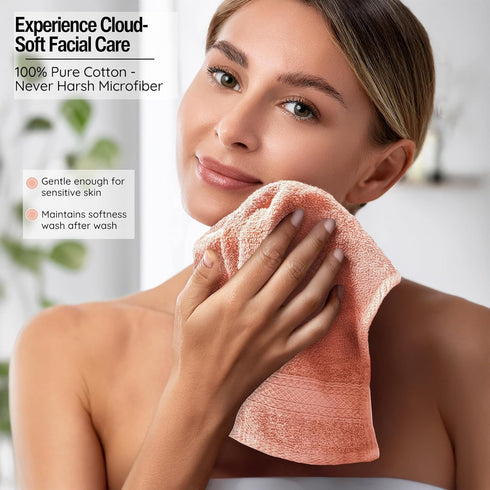 Set 12 13 13 100% Luxurious Washcloths of Size x Thick Loop Pile Washcloth Absorbent and Soft Ring-Spun Cotton Wash