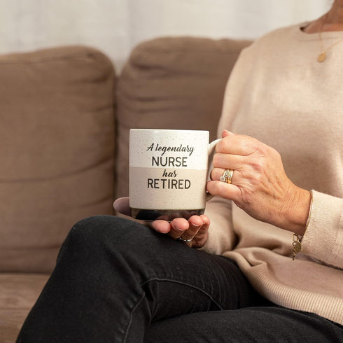A Legendary Nurse Has Retired, 15oz Speckled Stoneware Coffee Cup Mug