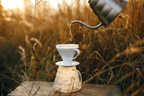 Pour Over Coffee Dripper - White Ceramic Slow Brewing Accessories for Home, Cafe, Restaurants - 2 Cup, V02 Filters