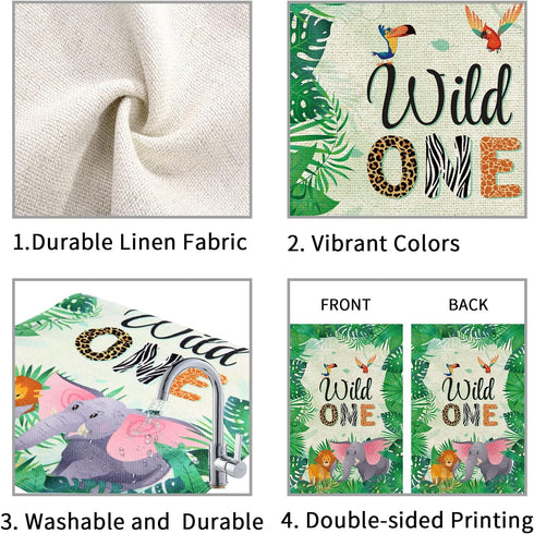 Wild One Garden Flag, Happy 1st Birthday Zoo Theme Outdoor Banner, 1st Birthday Party Decór Vertical Sign, Lion and Elephant Lawn Yard Double Sided Sign, 12 x 18"