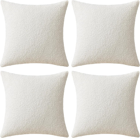 Pack 4 18x18 Inch MIULEE of Decorative Textured Boucle Throw Pillow Covers White Accent Pillow Cases Soft Couch Cushion