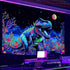 Blacklight Dinosaur Tapestry, Neon Funny Dino Frog Mountain Art UV Reactive Tapestries for Bedroom Boys Kids Decor