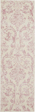 2'3'' 7'3'' (2x7) Nourison Home Jubilant Damask Ivory/Pink x Area-Rug, Easy-Cleaning, Non Shedding, Bed Room, Living