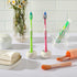 DQELFA 2PCS Countertop Ceramic Toothbrush Holder, Mini Sleek Toothbrush Holder Stand for Bathroom and Organizers, White