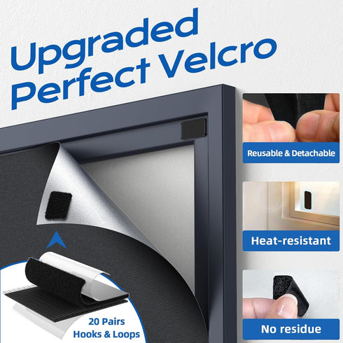 Blackout Curtains for Bedroom, 39" x 58" Portable Blinds with 20 Sets Hooks & Loops for 100% Blackout