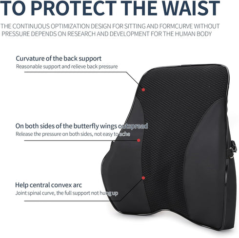 Lumbar Support and Car Neck Pillow for Office Chair and Car Seat Softness Memory Foam Erognomic Seat Cushion