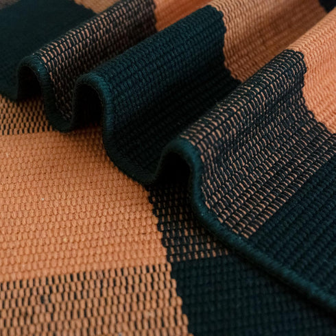 Fall Outdoor Rug, Orange Buffalo Plaid Cotton Hand-Woven Rug for Front Door/Porch/Farmhouse/Entryway (27.5'' x 43'')