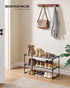 2-Tier 6-9 11.8 26.8 14.6 Inches, ULSA202B01 SONGMICS Shoe Rack, Shoe Organizer, Metal Storage Shelf, Upright or Upside