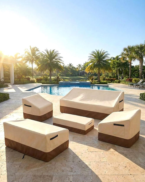 Yagvany 600D 32 32 18 Inch, Waterproof Patio Ottoman Cover, Square Outdoor Side Table Furniture Cover with Padded