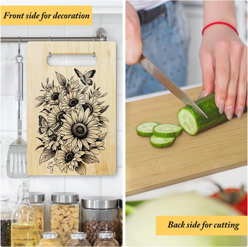 Sunflower Butterfly Decor Chopping Boards for Kitchen, Housewarming Gifts for Women Men, 66 Cutting Board