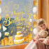 Whaline 134Pcs Birthday Window Clings, Gold Yellow Decals for Birthday Party Home School Decorations
