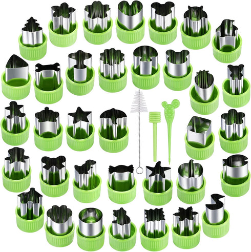 NEW LIVE 35 Pack Cookie Cutters, Vegetable Fruit Cutter Shapes Stamps Mold Mini Cookie Cutters