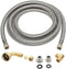 Dishwasher Installation Kit - 5 Feet Long Dishwasher Hose and 4 Appliance Adaptors - 3/8 x 3/8 inches Comp