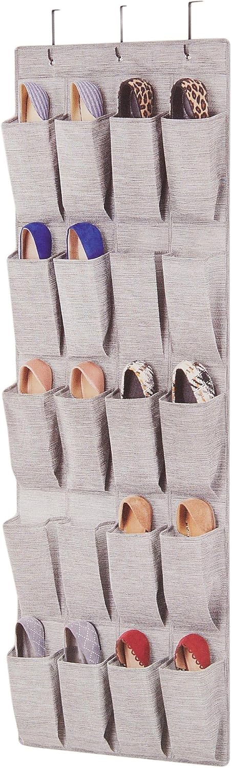 Whitmor Over The Door Shoe Organizer, 20 Section, Space-Dyed Grey