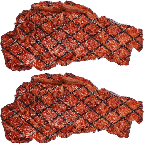 2Pcs 5.51X2.55X0.59Inch Yardwe Fake Steak Props Realistic Artificial Steak Models for Kitchen Display Photography Food