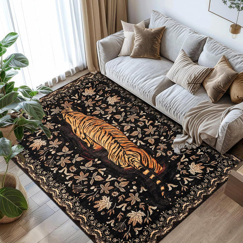 Washable Tiger Area Rugs 5x7Ft, Boho Animal Living Room Bedroom Rugs, Soft