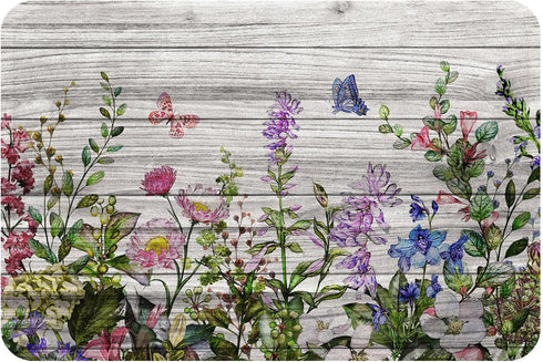 Floral Bath Mat, Spring Flower Microfiber Memory Foam Bathroom Decor Mat with Non-Slip Backing