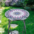 14 MUMTOP Side Patio Tables-Mosaic Outdoor Side Table - Flower Glass Accent Round EndTable, Plant Stand Indoor Small