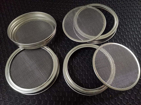 Sprouting Lids WIDE MOUTH, 316 Stainless Steel Mesh Lid Kit for Mason Jars, 4 Pack Sprouting Strainer Lids