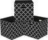 Set of 3 Black Foldable Storage Cubes Bins, Fabric Organizer Baskets with Dual Handles for Home Organizer (Black Light)