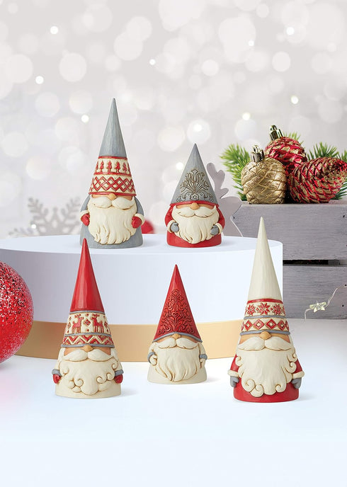 Enesco Jim Shore Heartwood Creek Nordic Noel Floral Hat Gnome Figurine, 3.86 Inch, Multicolor