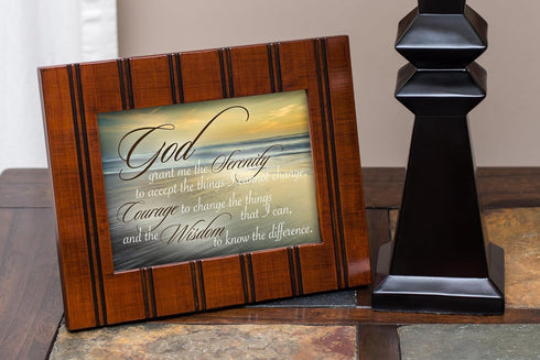 Cottage Garden Serenity Prayer Ocean Waves Wall Plaque Sign, 8x10 Woodgrain Framed Art