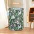 LANGYASHAN Laundry Basket - Canvas Fabric Collapsible Organizer for Storage Bin, Toy Bins, Gift Baskets (Round Leaf)