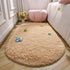 2.6' 5.3', LOCHAS Bedroom Rug x Beige Fluffy Shaggy Area Rug for Bedroom Bedside, Soft Oval Throw Rugs Carpet for Kids