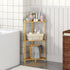 Wisuce Essentials 3 (Natural3 Corner Shelf Stand - Tier Bamboo Small Corner Bookshelf for Office Kitchen Bedroom Plant