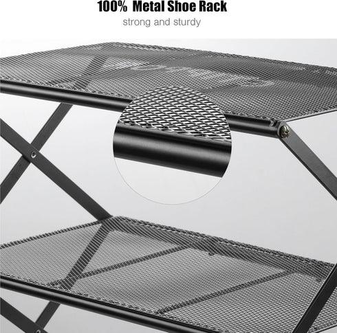3 Closet, Small Shoe Rack for Entryway - Tier Shoe Organizer Metal Foldable Shoes Storage Rack, Zero Tool Install