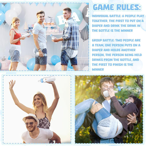 Hushee 12 Sets Funny Plastic Bottle Chug Baby Shower Games Juegos Para Plastic Baby Bottles Disposable Diapers Gender