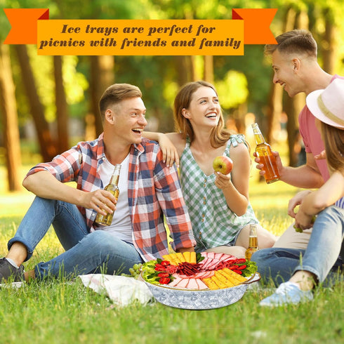 6 Set 11.8" Baderke Chilled Serving Tray for Parties with Compartments Ice Chilled Party Platter Charcuterie Serving