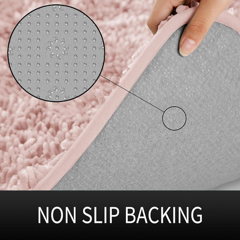 Yimobra U Shaped Toilet Rugs, Luxury Chenille Extra Thick Non-Slip Contour Mat for Bathroom Floor (Pink)