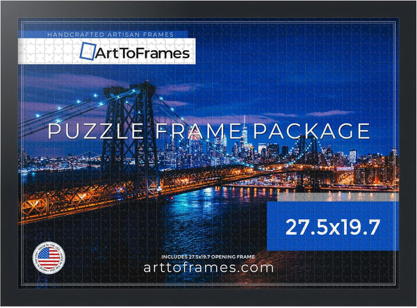 ArtToFrames 27.5x19.7 INCH / 50x70 CM Black Frame for 1000 piece Puzzles.This