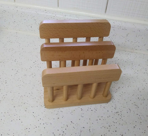 Beech Wooden Dual Cutting Board Rack - Chopping Board Organizer Stand Holder for Kitchen