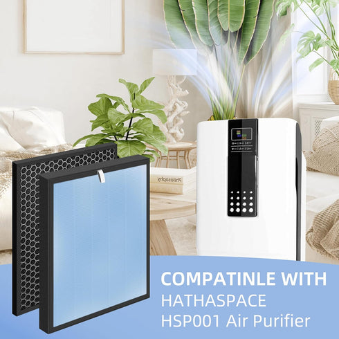 HSP001 True HEPA Filter Replacements, Compatible with HATHASPACE Air Purifier, 2 Pack