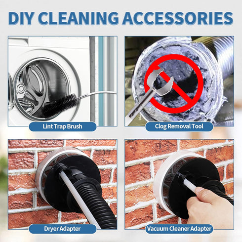Bluesea 7 Pieces 20 Feet Dryer Vent Cleaner Kit - Durable Brush Vacuum Attachment with Flexible Lint Trap
